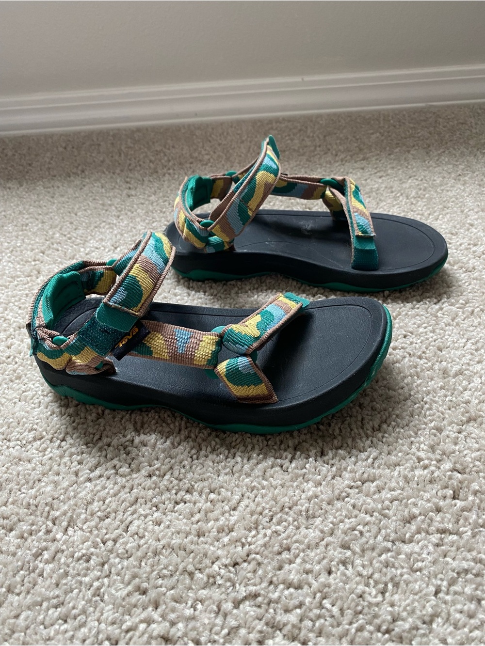 Teva Kids Teal and Green Camo Adjustable Sandals